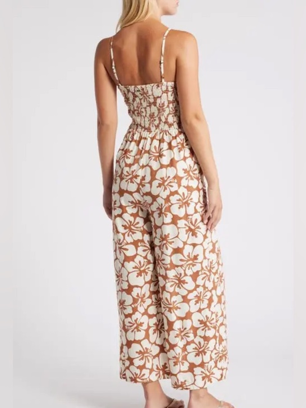 Rip Curl Brown and Cream Floral Capri Romper size medium
